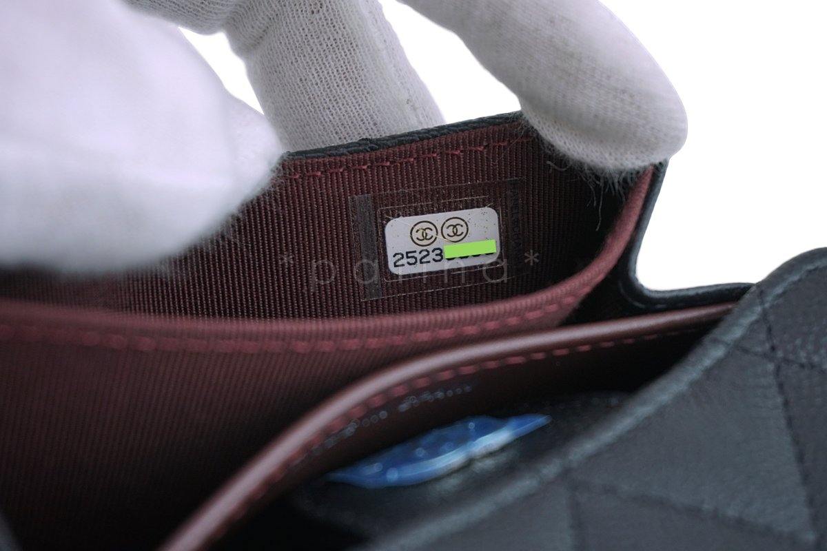 Chanel Black Caviar Medium Flap Card Holder Wallet Case SHW - Image 8