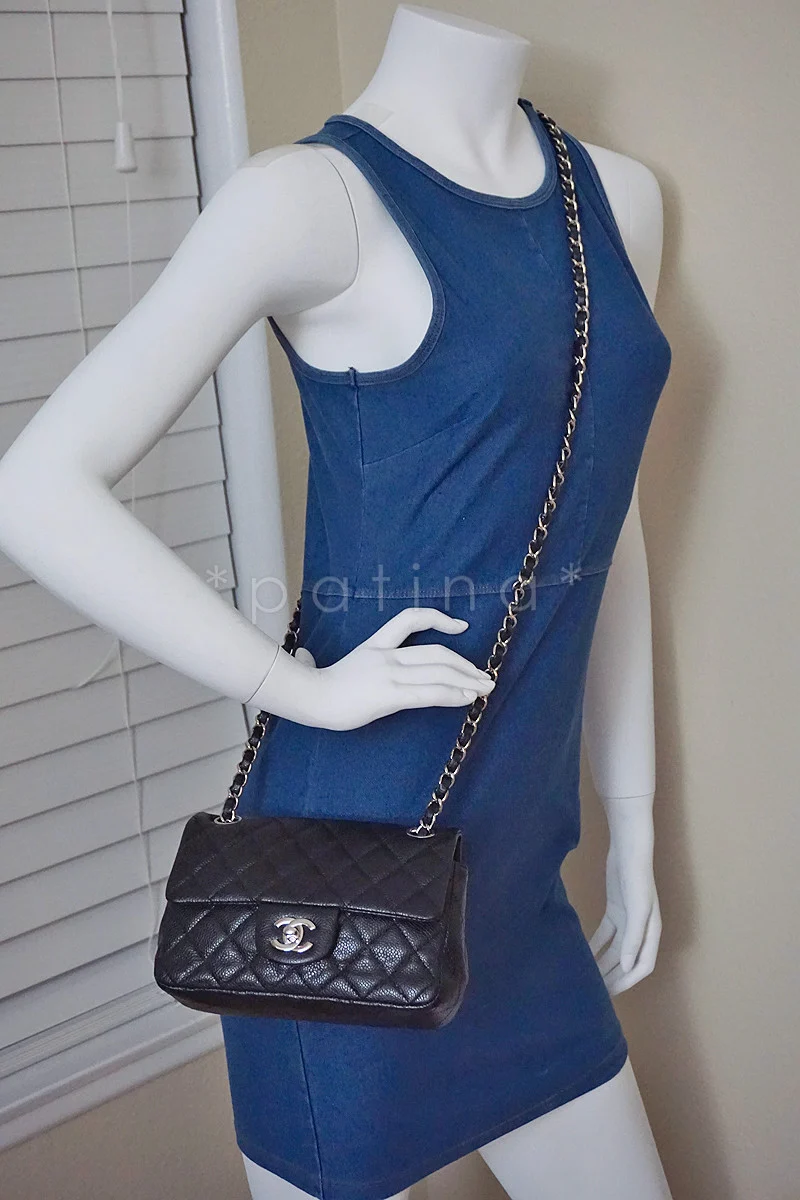 Chanel Black Caviar Mini Flap, Classic 2.55 Rectangular Bag - Image 14