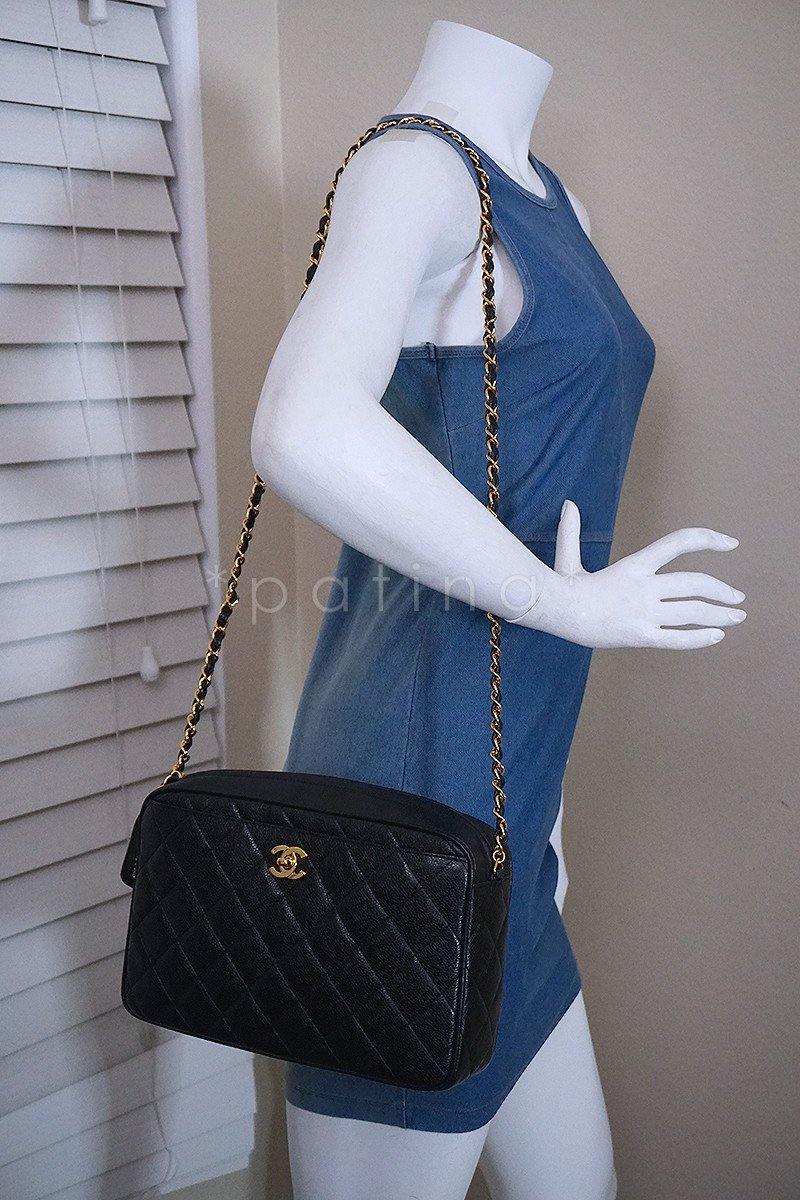 Chanel Black Caviar Quilted Classic Camera Case Clasp Pocket Bag - Image 13