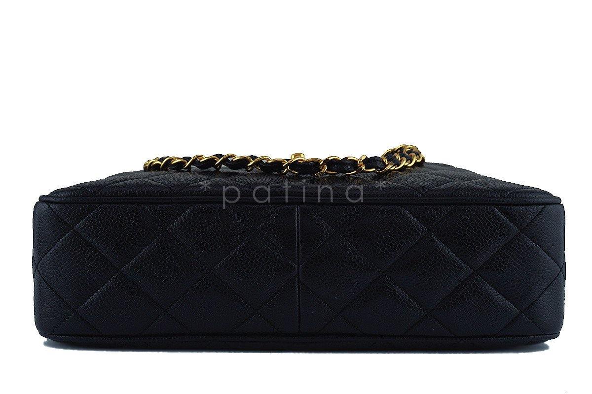 Chanel Black Caviar Quilted Classic Camera Case Clasp Pocket Bag - Image 6