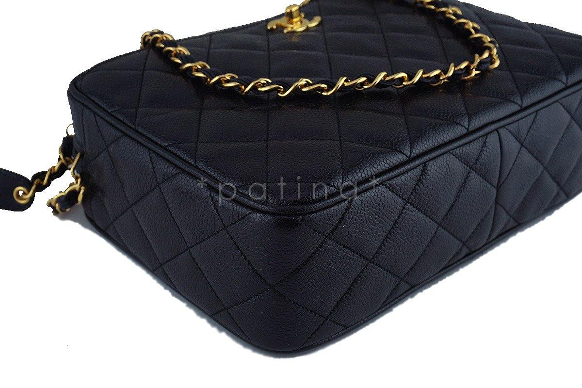 Chanel Black Caviar Quilted Classic Camera Case Clasp Pocket Bag - Image 7