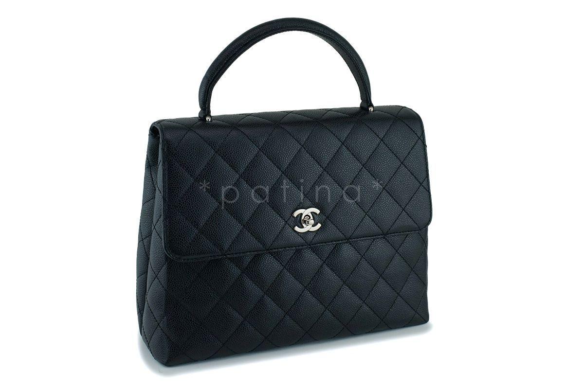 Chanel Black Caviar Quilted Classic Kelly Flap Tote Bag SHW - Image 2
