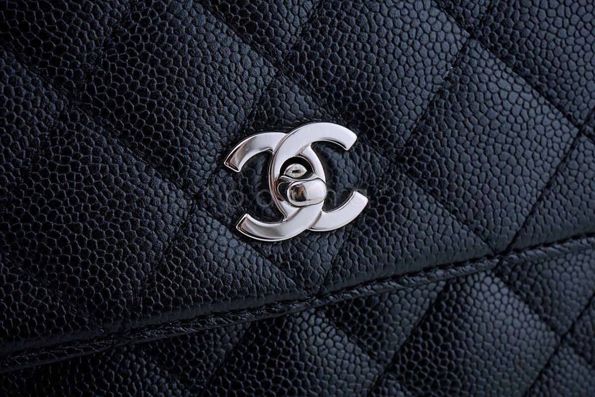 Chanel Black Caviar Quilted Classic Kelly Flap Tote Bag SHW - Image 8