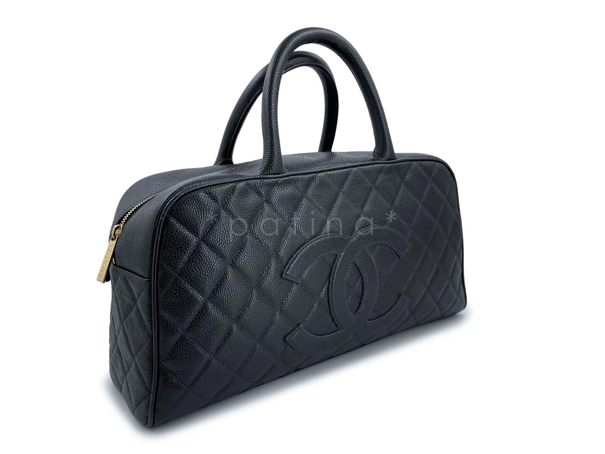 Chanel Black Caviar Quilted Large Bowler Bag - Image 2