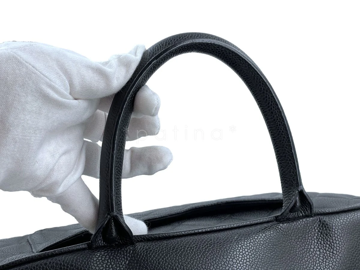 Chanel Black Caviar Quilted Large Bowler Bag - Image 8