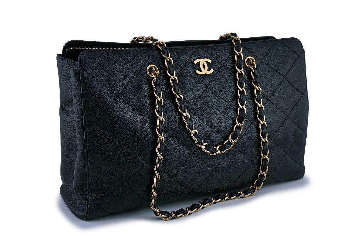 Chanel Black Caviar Quilted Large Shopper Tote Bag - Image 2