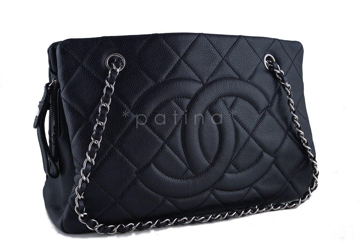Chanel Black Caviar Quilted Timeless Grand Shopping Tote GST Bag - Image 2