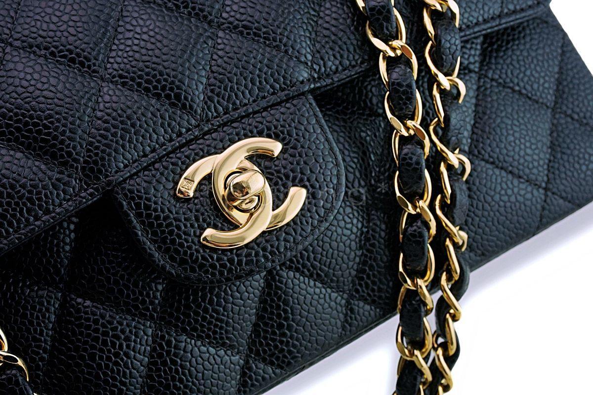 Chanel Black Caviar Small Classic Double Flap Bag 24k GHW - Image 8