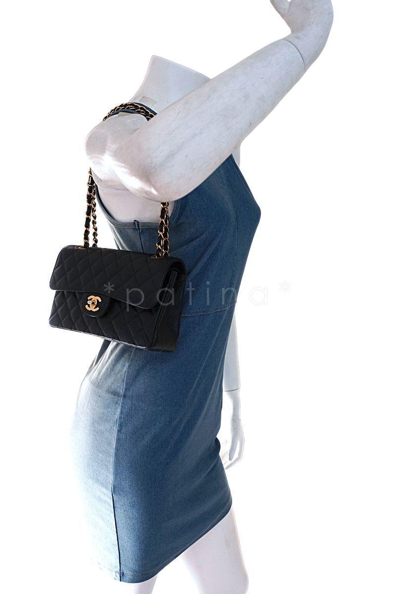 Chanel Black Caviar Small Classic Double Flap Bag 24k GHW - Image 14