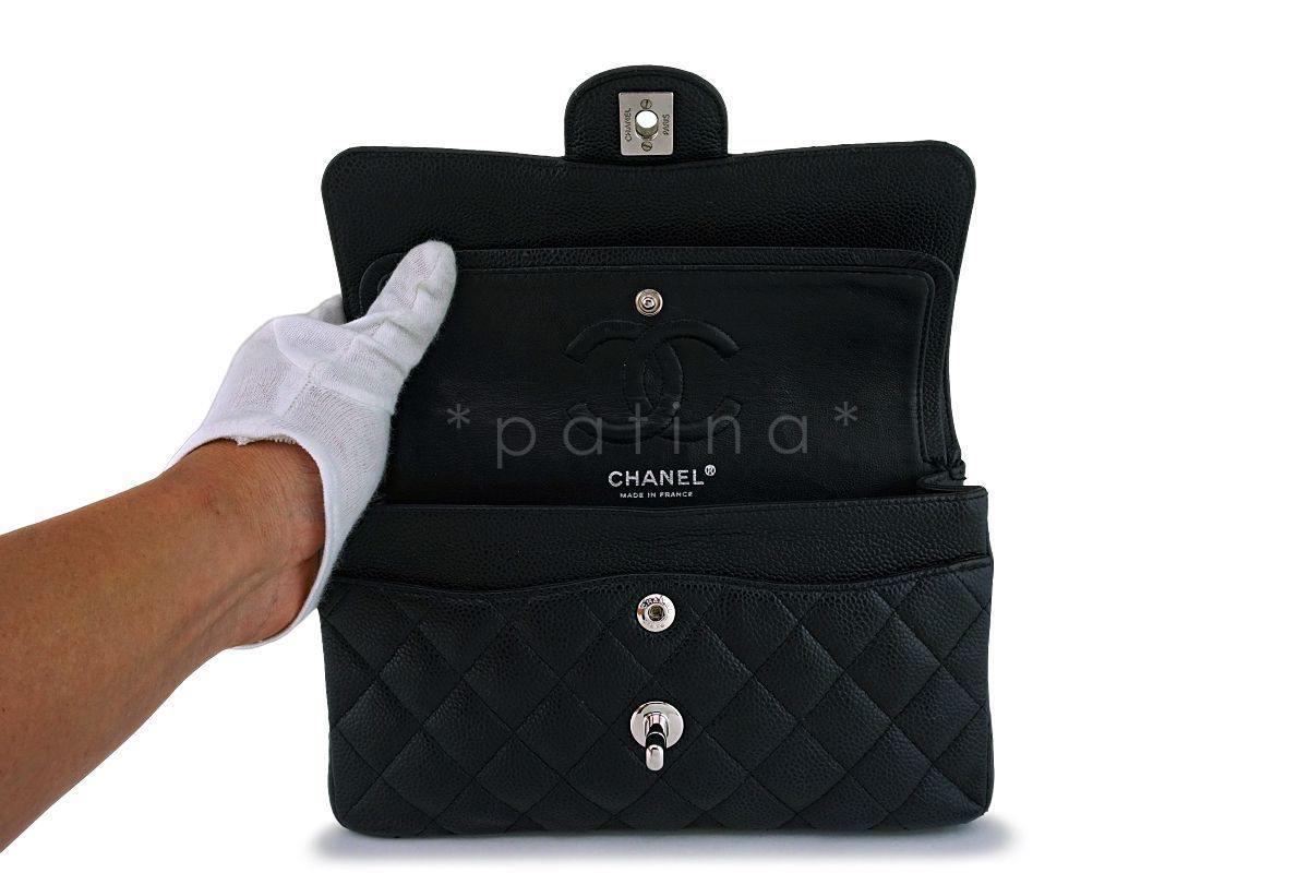 Chanel Black Caviar Small Classic Double Flap Bag SHW - Image 9