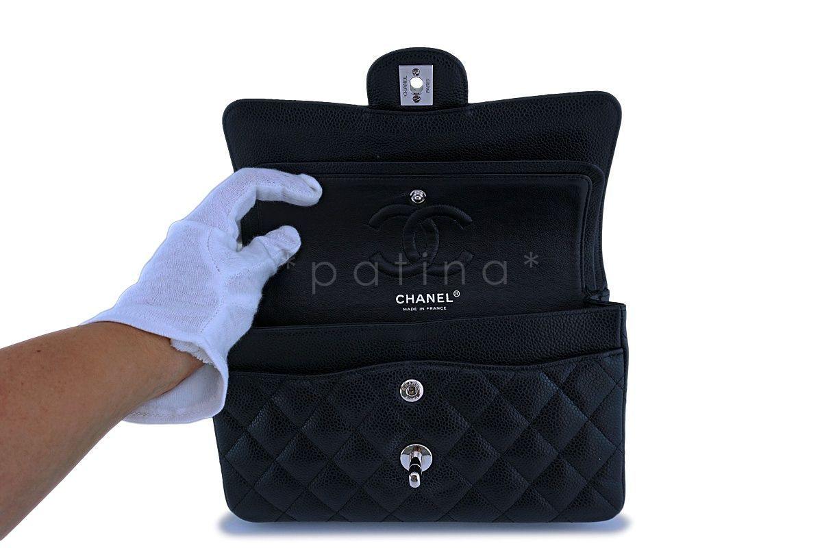 Chanel Black Caviar Small Classic Double Flap Bag SHW - Image 8