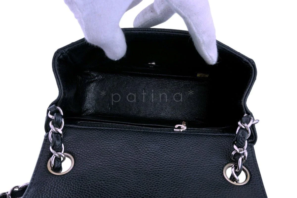 Chanel Black Caviar Square Mini Classic Flap Bag SHW - Image 10