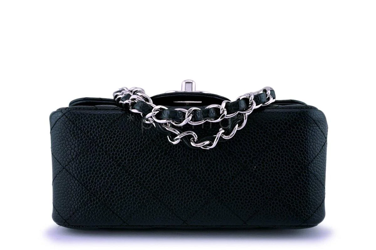 Chanel Black Caviar Square Mini Classic Flap Bag SHW - Image 6