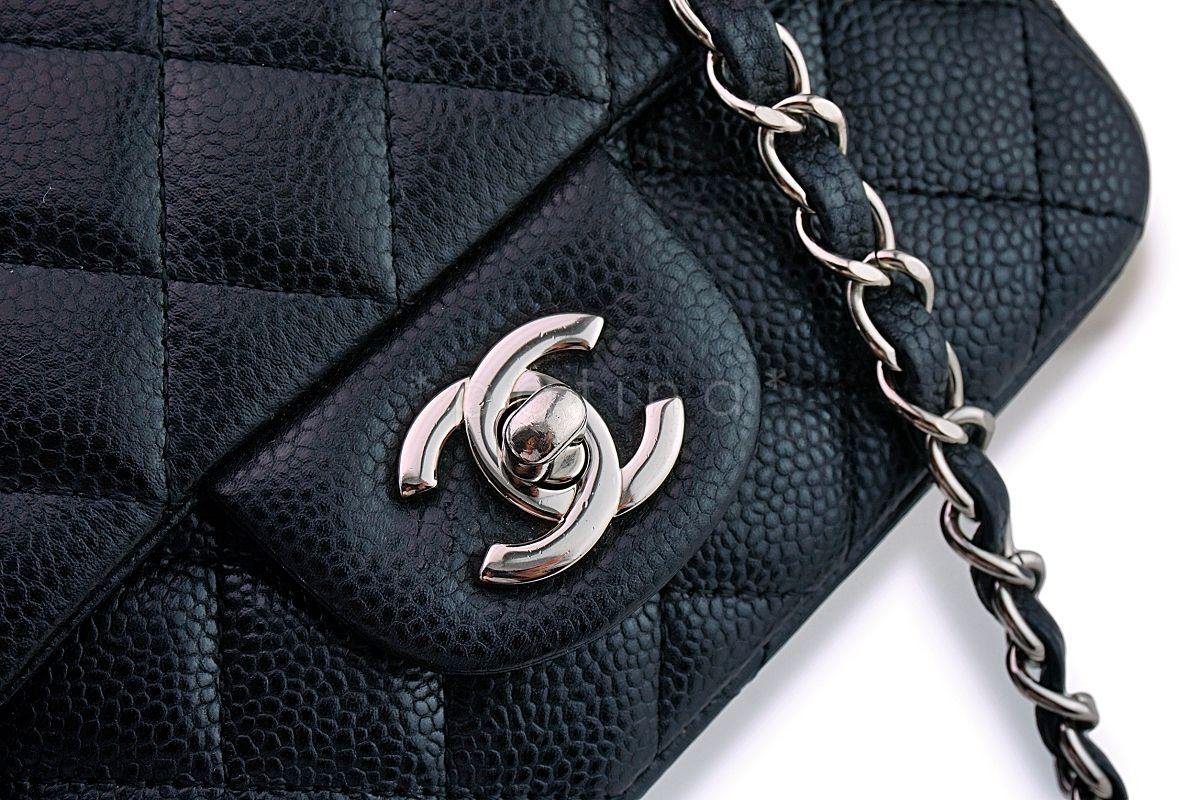 Chanel Black Caviar Square Mini Classic Flap Bag SHW - Image 8