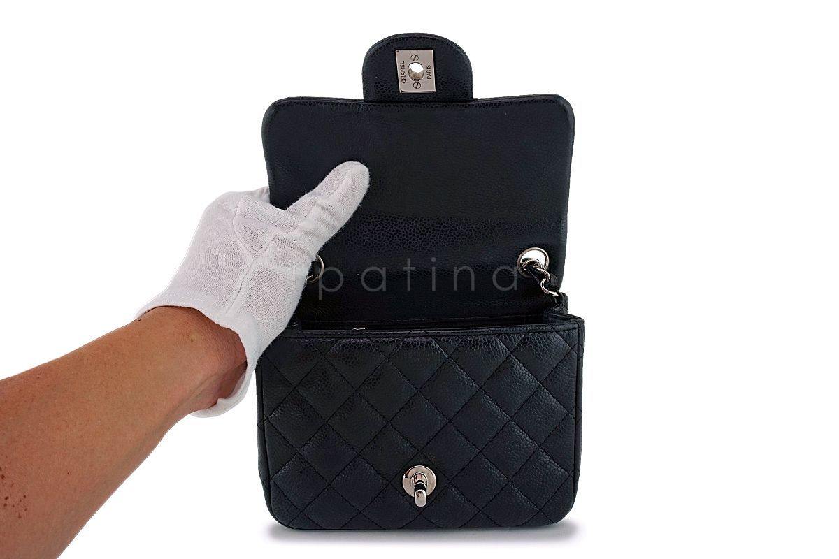 Chanel Black Caviar Square Mini Classic Flap Bag SHW - Image 9