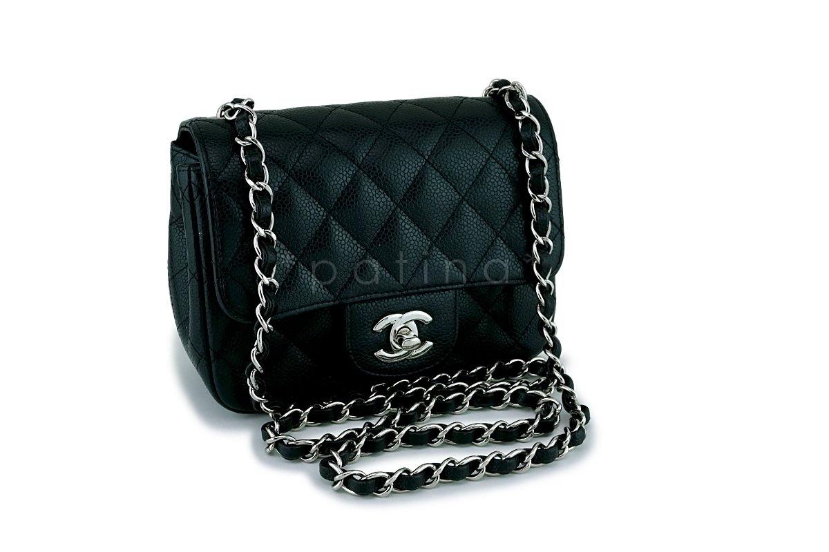 Chanel Black Caviar Square Mini Classic Flap Bag SHW - Image 2