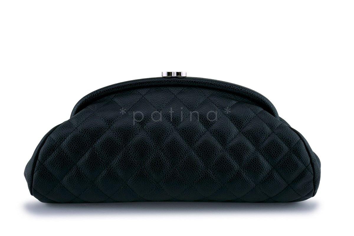 Chanel Black Caviar Timeless Quilted Clutch Bag SHW - Image 4
