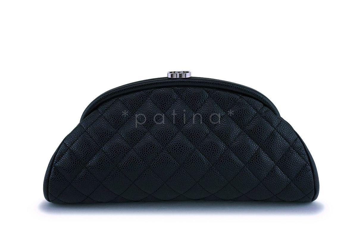 Chanel Black Caviar Timeless Quilted Kisslock Clutch Bag - Image 2