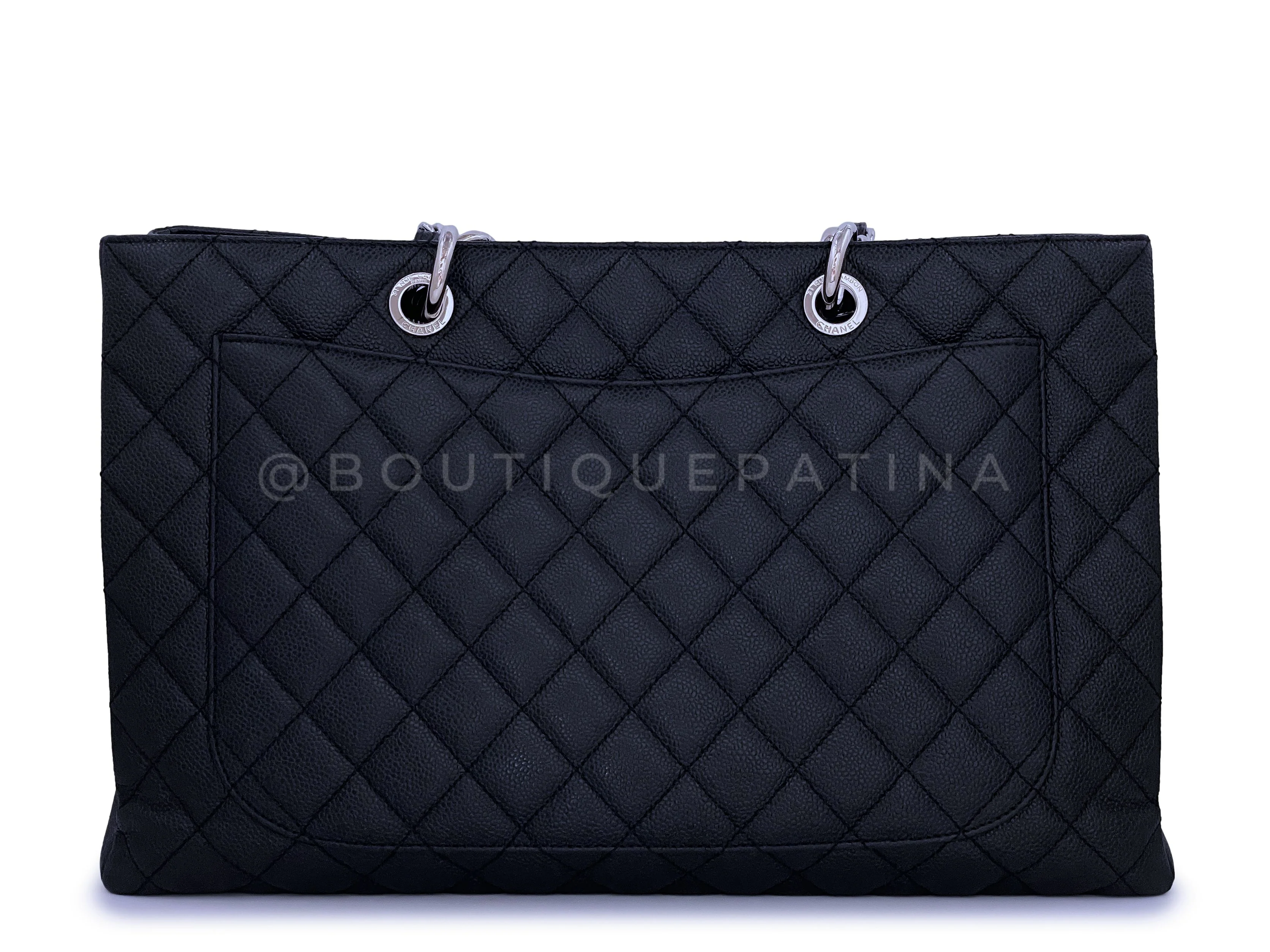 Chanel Black Caviar XL GST Grand Shopper Shopping Tote Bag SHW 2VM - Image 5
