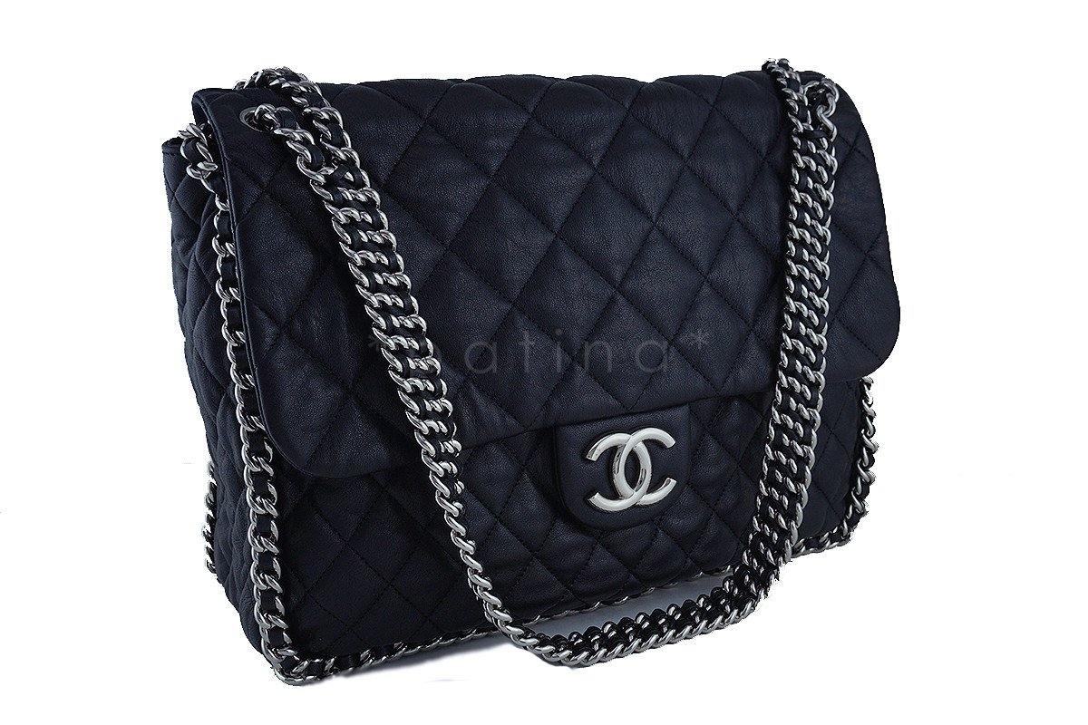 Chanel Black Chain Around Maxi Luxe Flap Bag - Image 2
