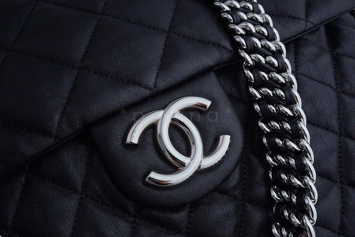 Chanel Black Chain Around Maxi Luxe Flap Bag - Image 8