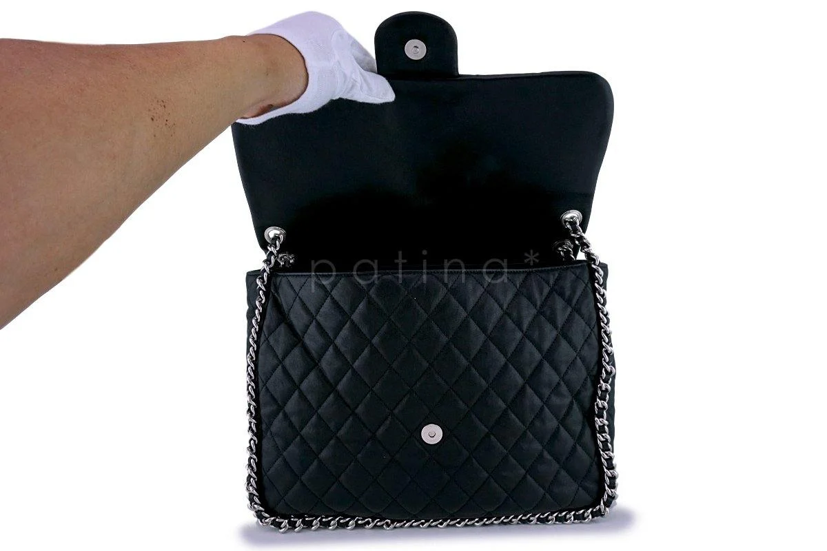Chanel Black Chain Around Maxi Luxe Flap Bag - Image 9