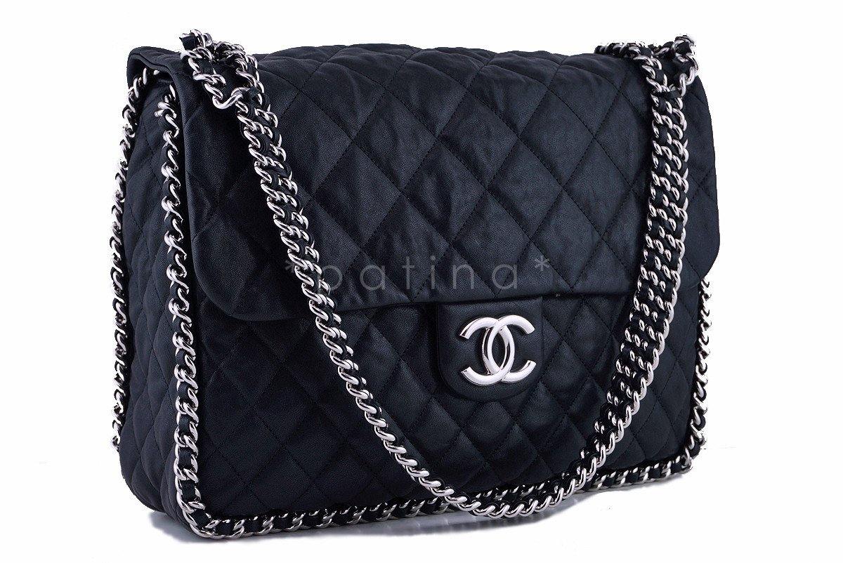 Chanel Black Chain Around Maxi Luxe Flap Bag - Image 2