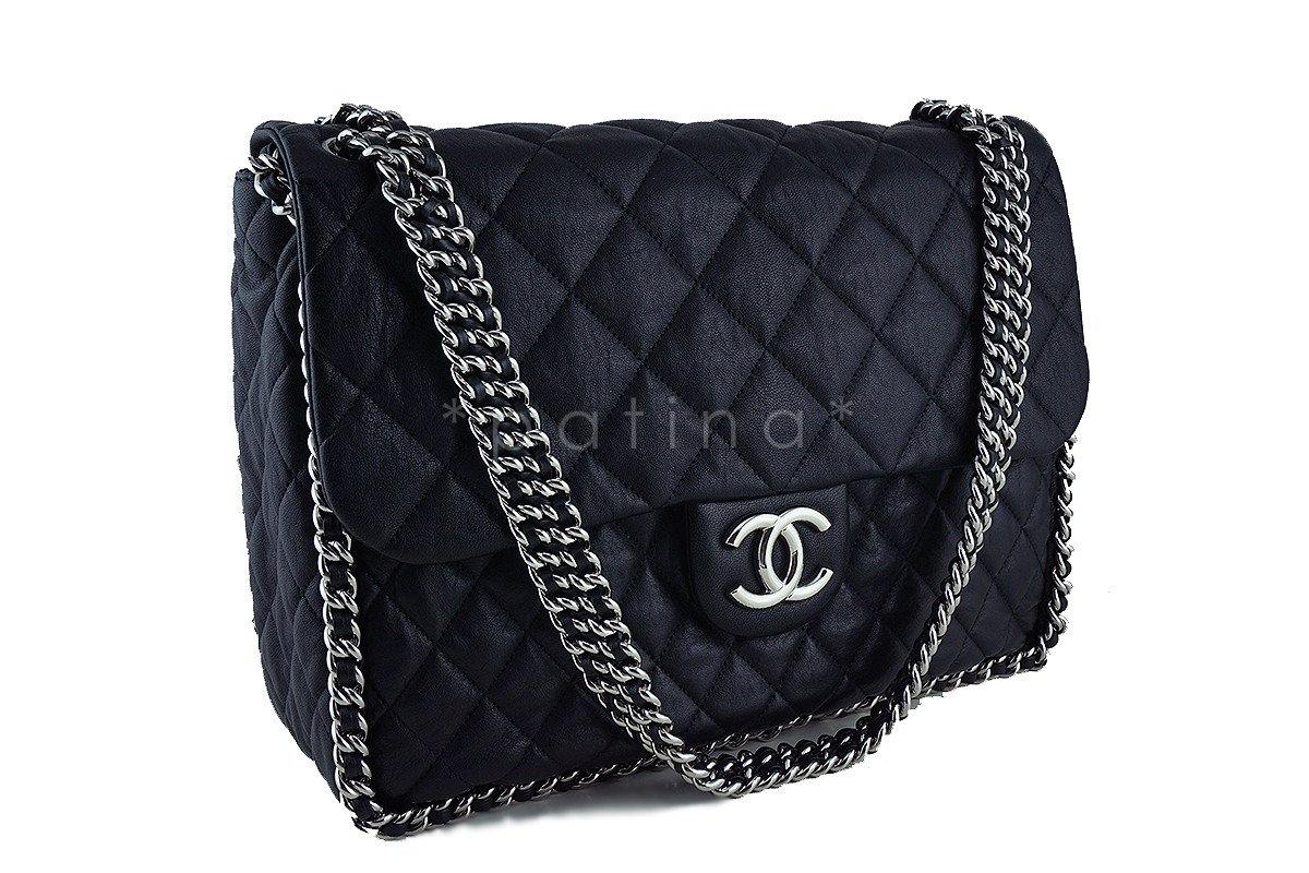 Chanel Black Chain Around Maxi Luxe Flap Bag - Image 2
