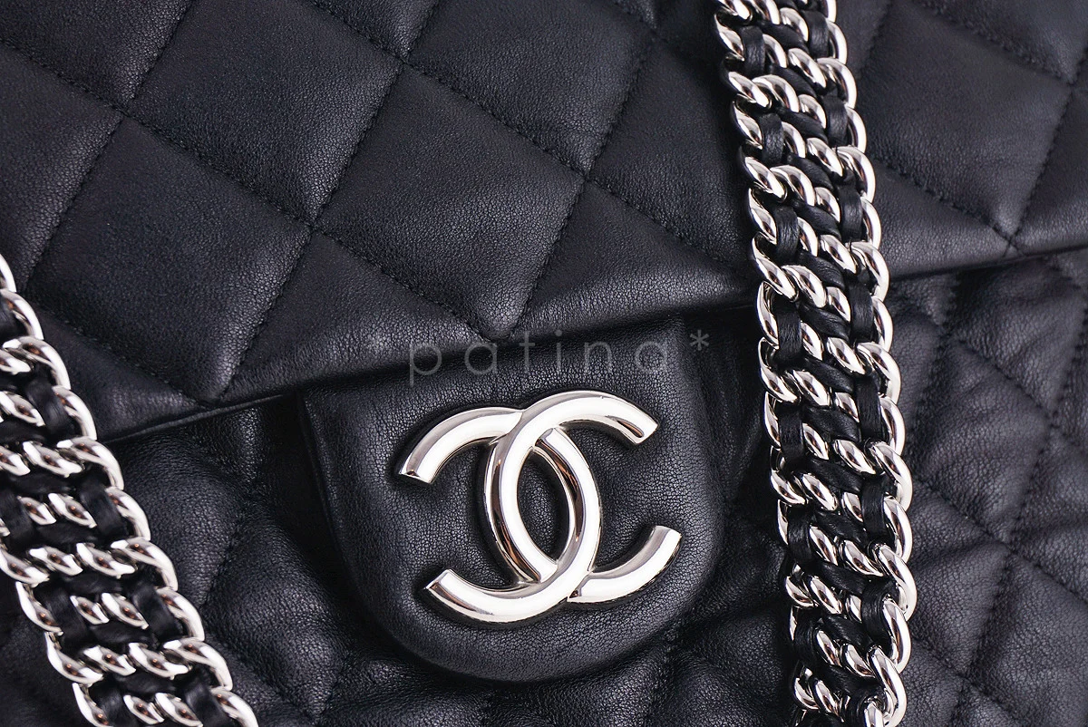 Chanel Black Chain Around Maxi Luxe Flap Jumbo XL Bag - Image 8