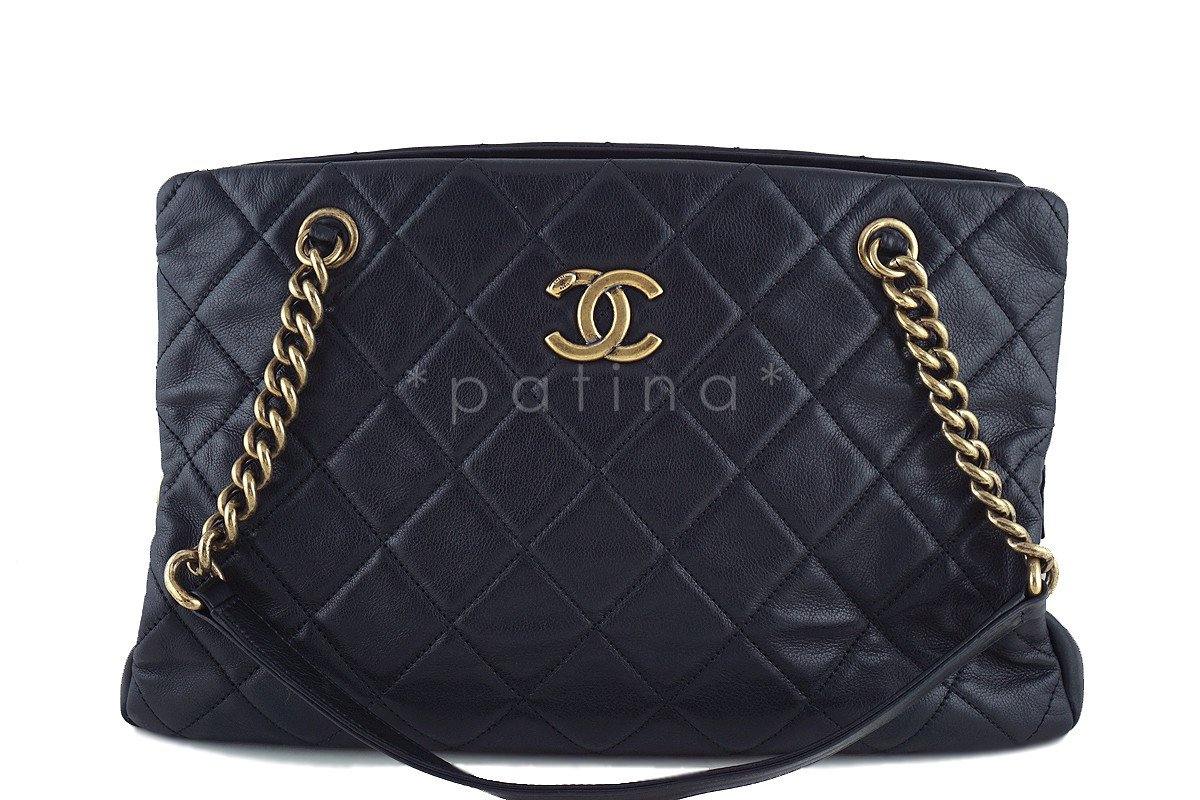 Chanel Black Classic CC Quilted Shopping Tote GST Bag - Image 2