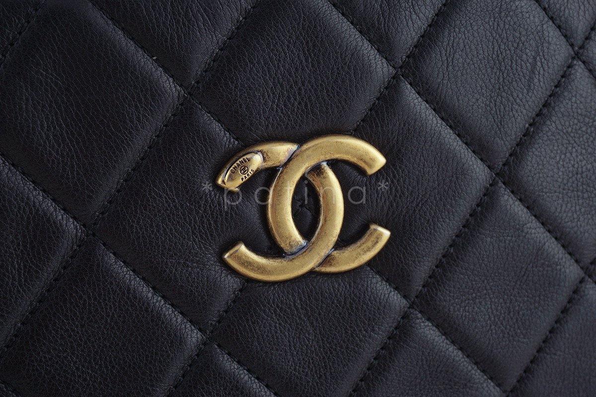 Chanel Black Classic CC Quilted Shopping Tote GST Bag - Image 8
