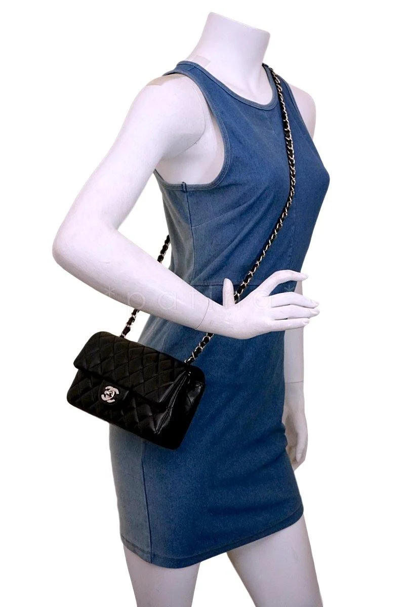 Chanel Black Classic Quilted Rectangular Mini Flap Bag SHW - Image 14
