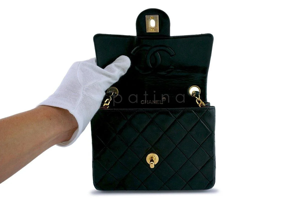 Chanel Black Classic Quilted Square Mini 2.55 Flap Bag 24k Gold Plated - Image 9