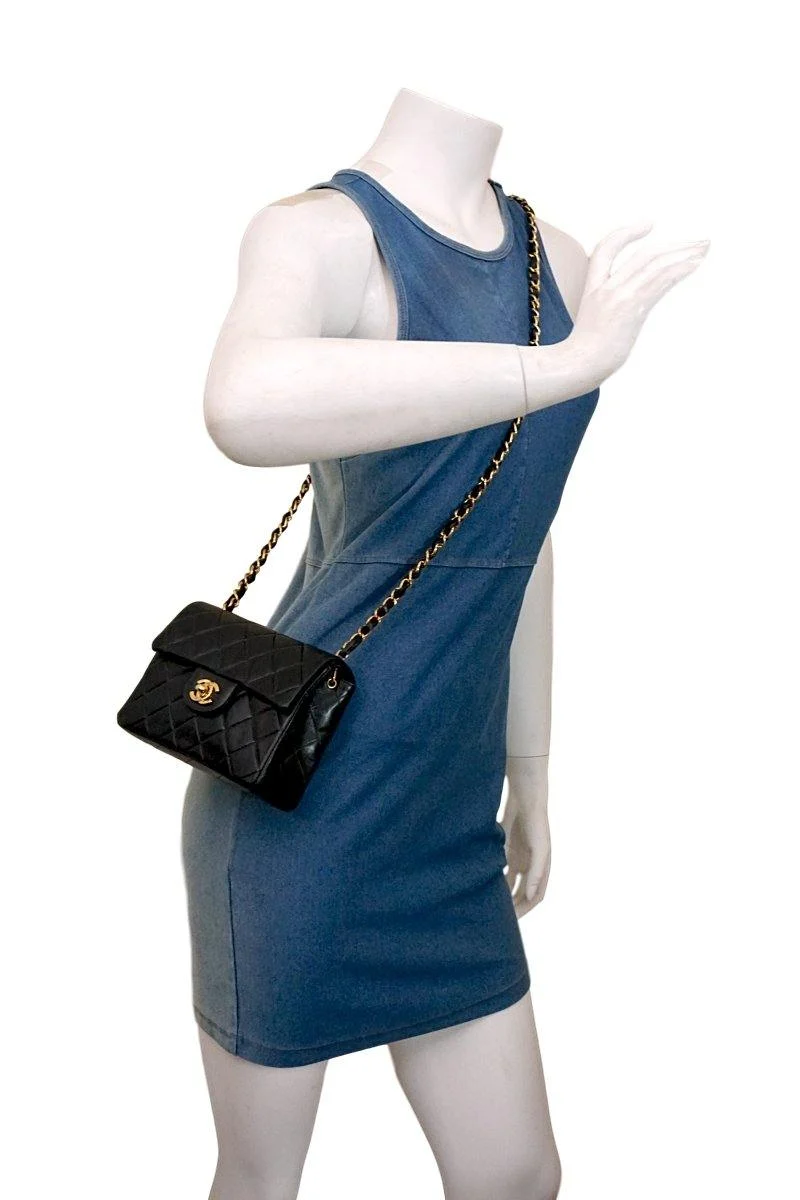 Chanel Black Classic Quilted Square Mini Flap Bag 24k GHW - Image 14