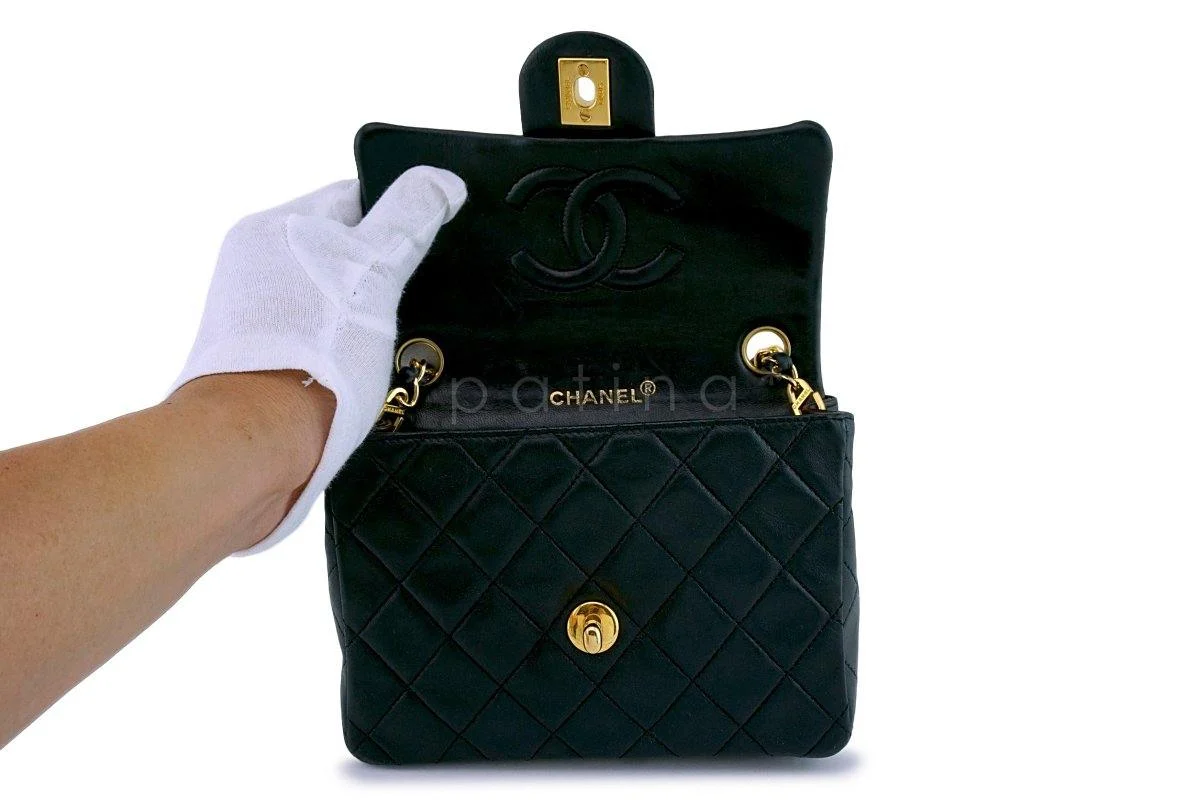 Chanel Black Classic Quilted Square Mini Flap Bag 24k GHW - Image 9