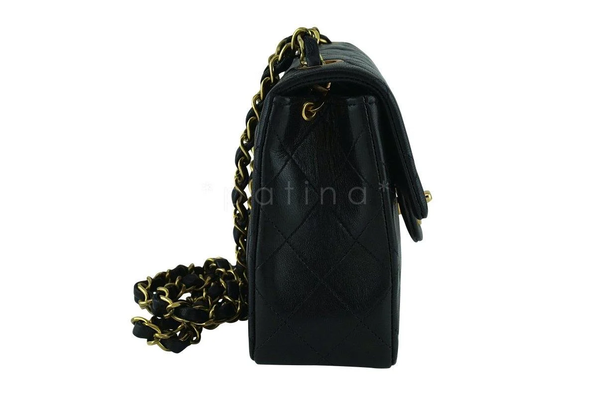Chanel Black Classic Quilted Square Mini Flap Bag 24k Gold plated - Image 4