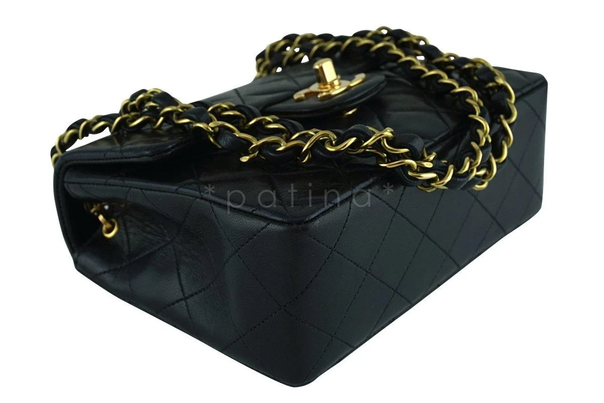 Chanel Black Classic Quilted Square Mini Flap Bag 24k Gold plated - Image 7