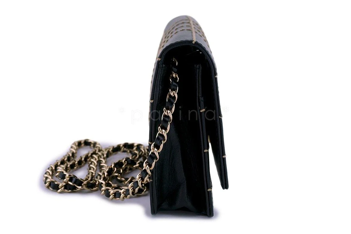 Chanel Black Contrast Stitch Classic WOC Wallet on Chain WOC Bag - Image 4