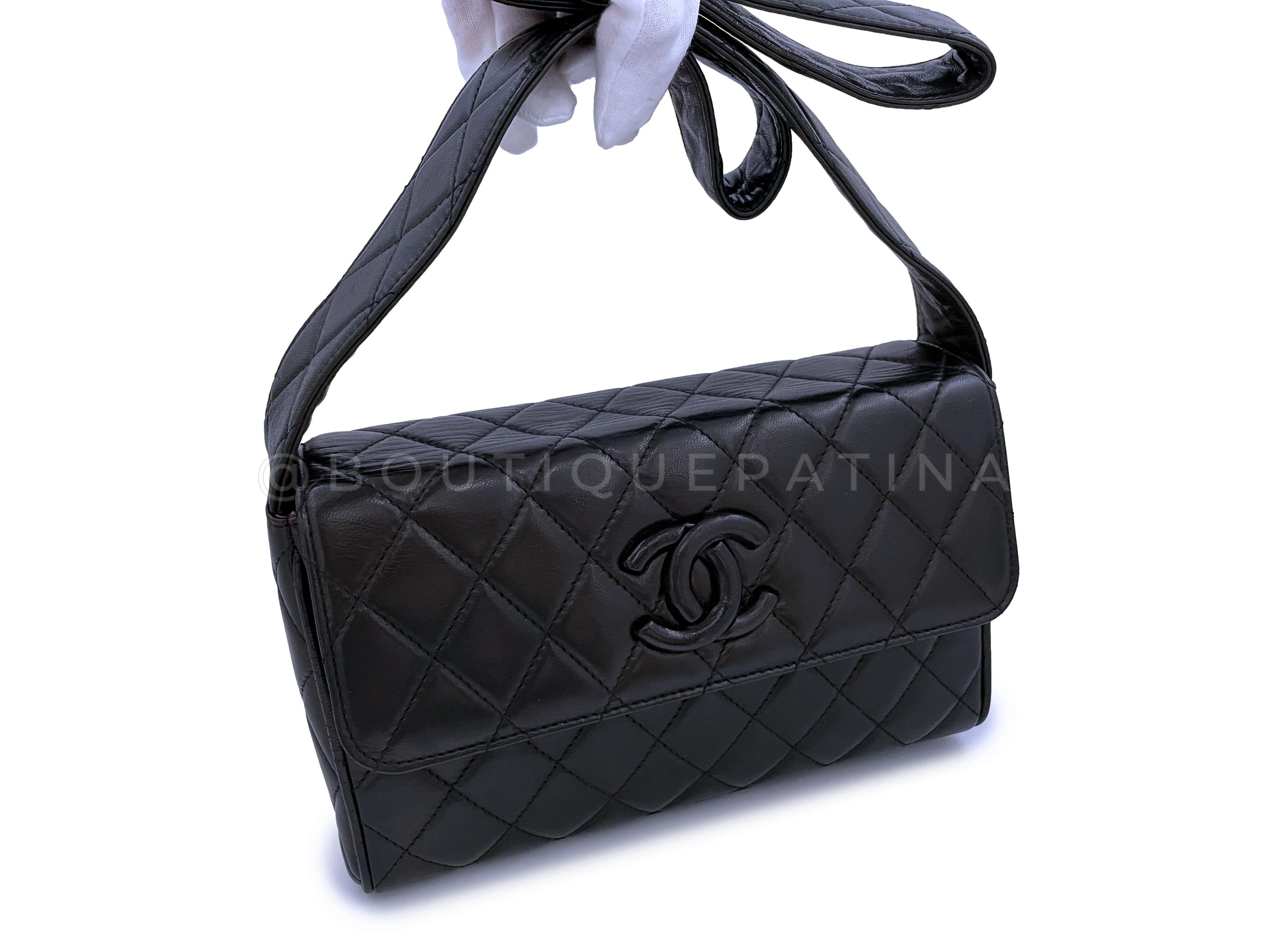 Chanel Black Covered CC Quilted Messenger Camera Flap Bag Lambskin - Image 3