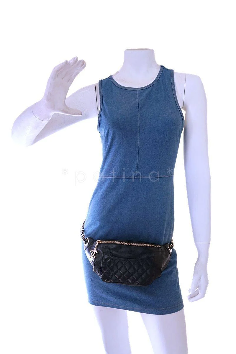 Chanel Black Glazed Calfskin "Pocket" Banane Fanny Pack Belt Waist Bag GHW - Image 10