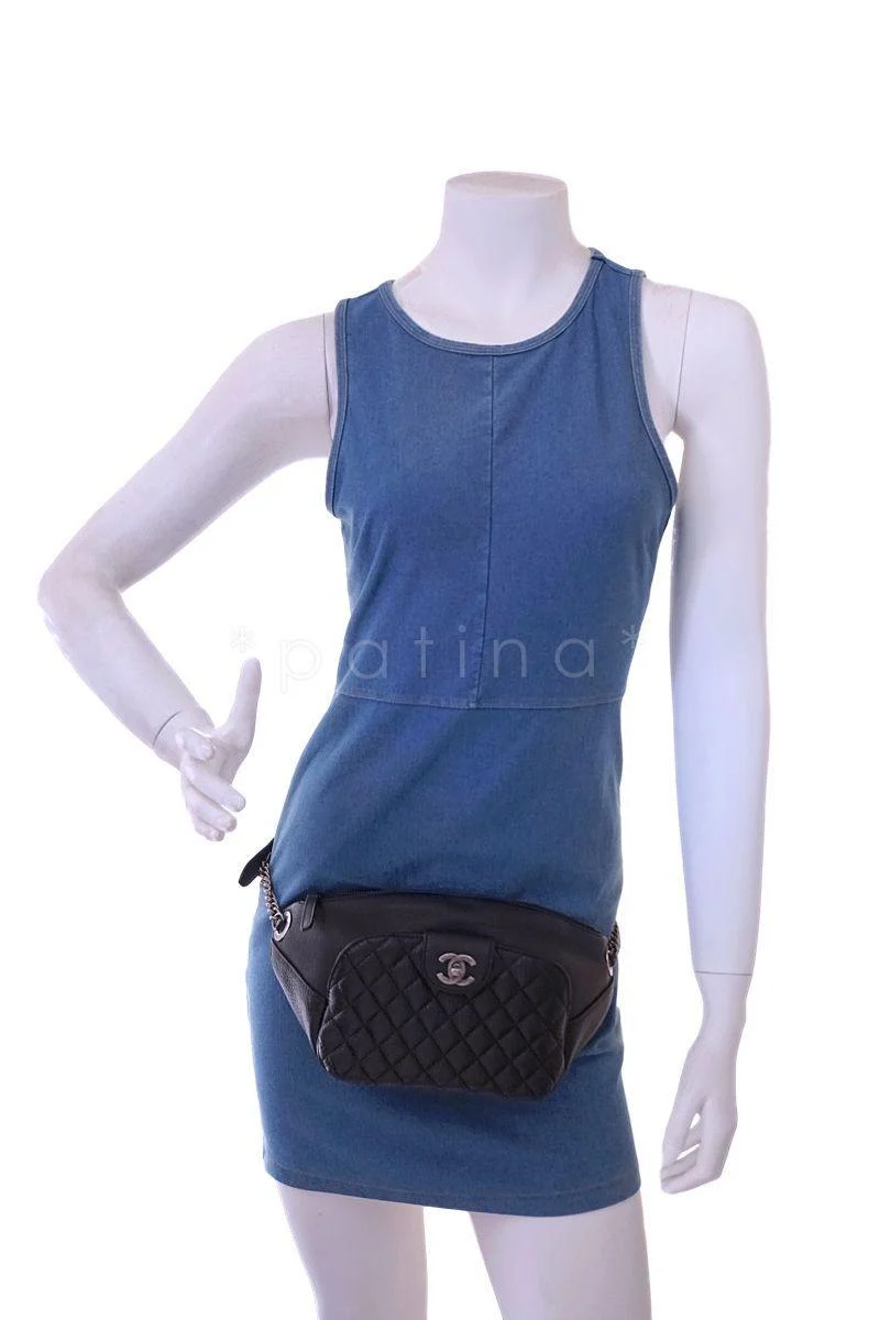 Chanel Black Grained Calfskin Quilted Classic Fanny Pack Bag RHW - Image 12