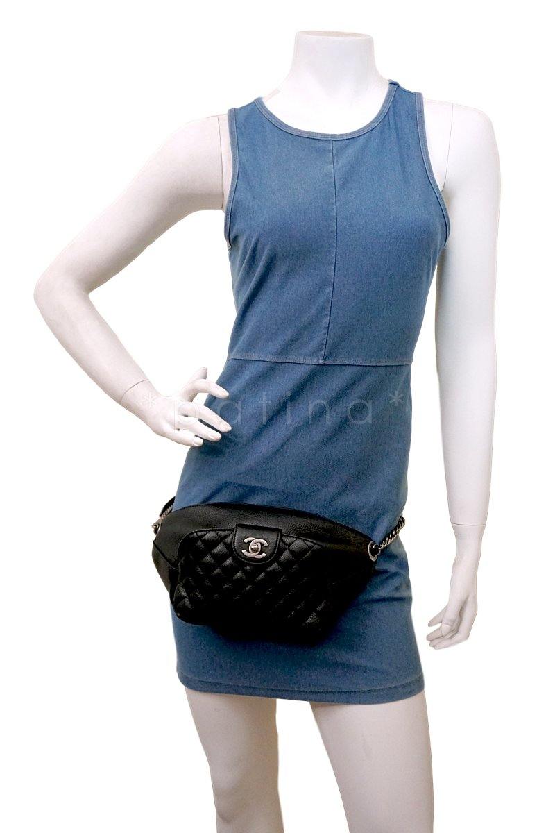 Chanel Black Grained Calfskin Quilted Classic Fanny Pack Bag RHW - Image 12