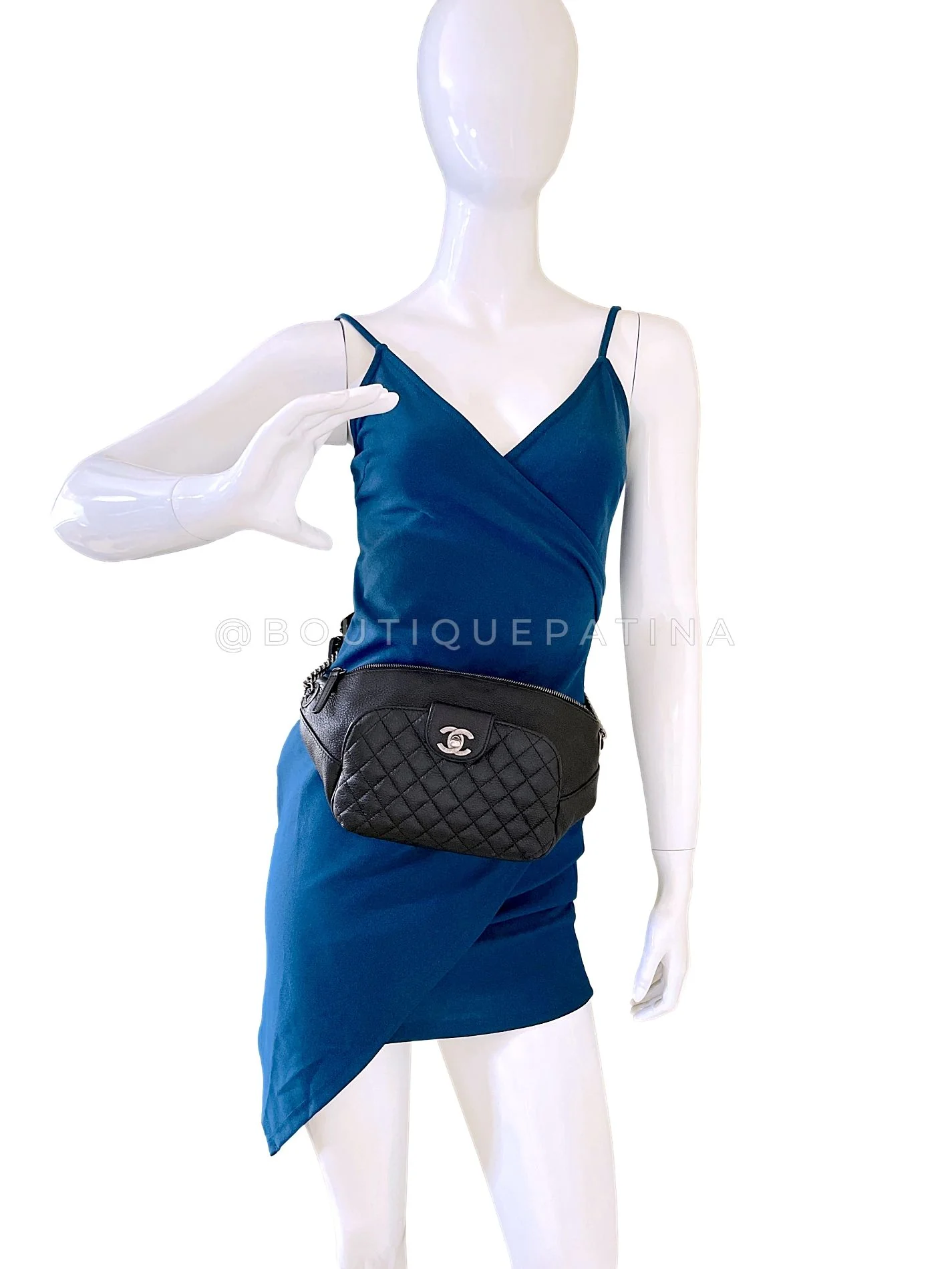 Chanel Black Grained Calfskin Quilted Classic Fanny Pack Bag RHW 17J - Image 12