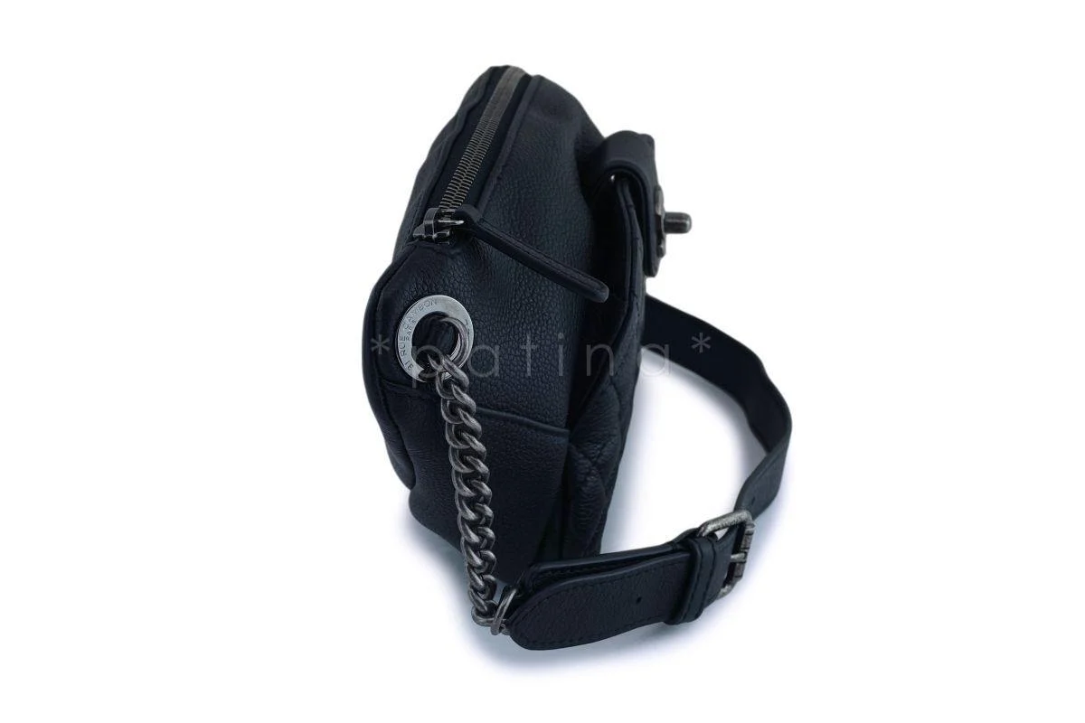 Chanel Black Grained Calfskin Quilted Classic Fanny Pack Bag RHW - Image 2