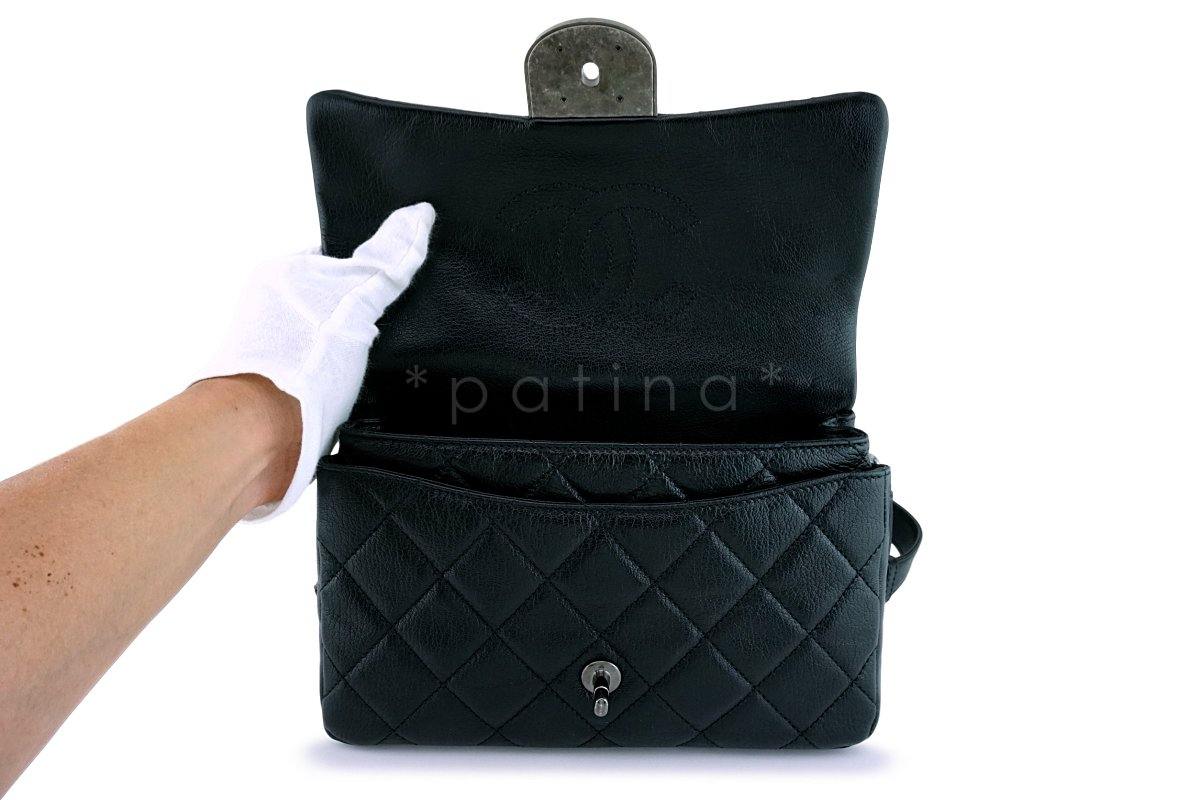 Chanel Black Grained Medium Double Carry Classic Flap Bag - Image 10
