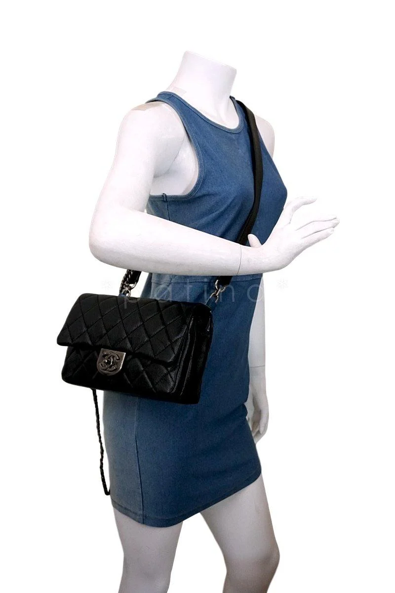 Chanel Black Grained Medium Double Carry Classic Flap Bag - Image 15