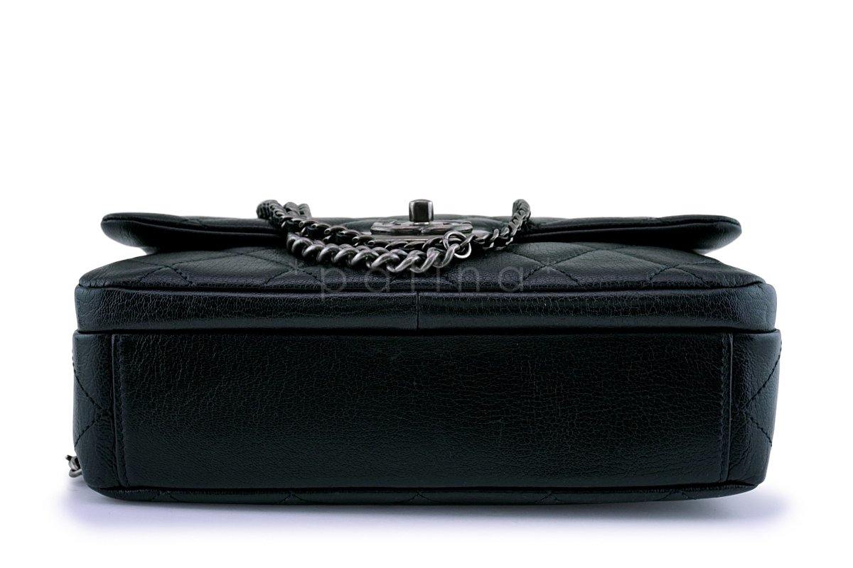 Chanel Black Grained Medium Double Carry Classic Flap Bag - Image 5