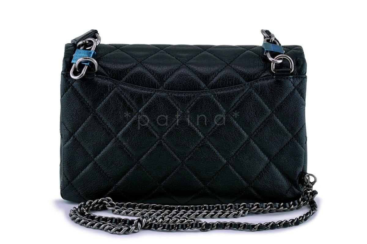 Chanel Black Grained Medium Double Carry Classic Flap Bag - Image 6