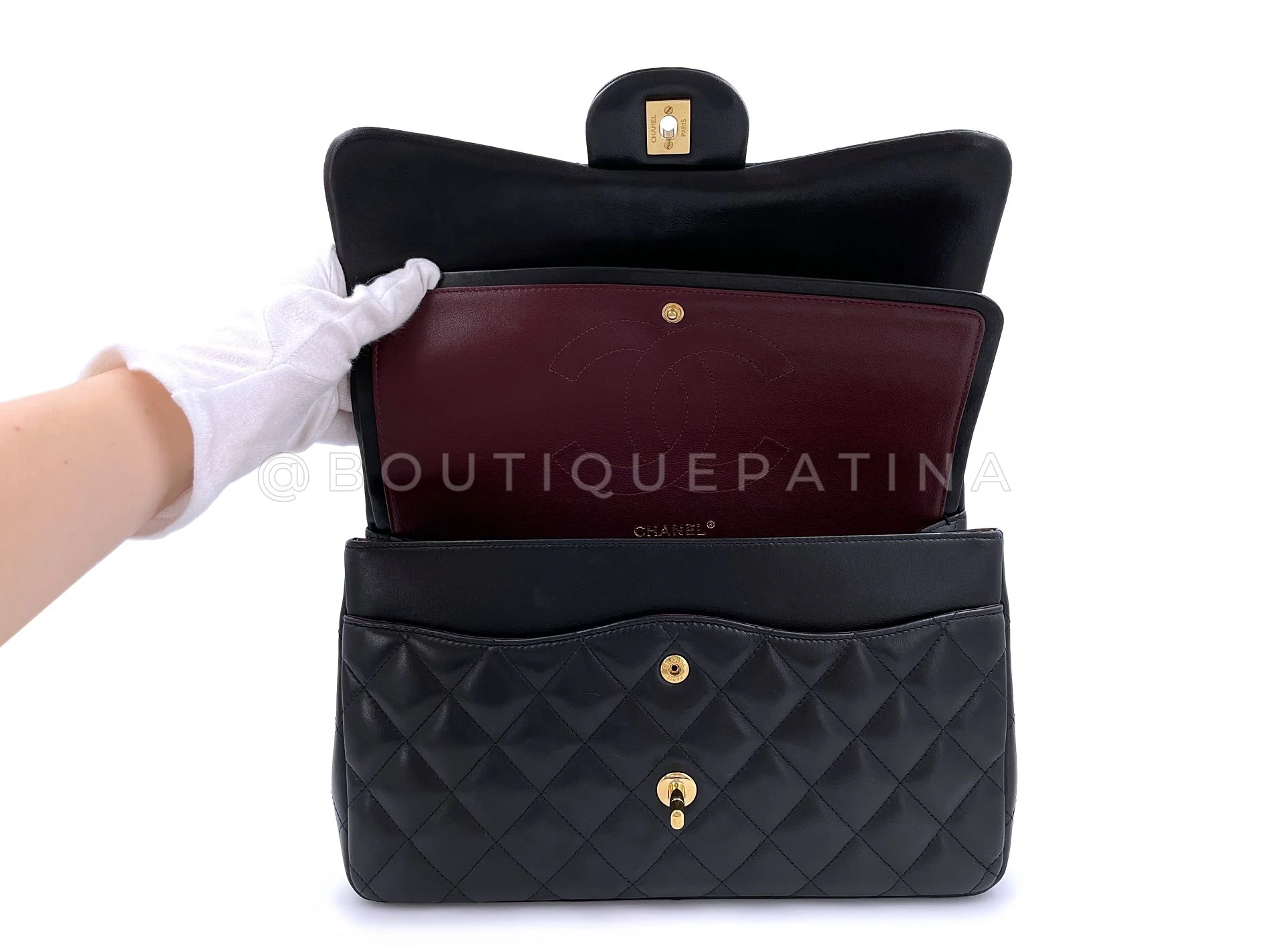 Chanel Black Jumbo Classic Double Flap Bag GHW Lambskin PU9 - Image 9