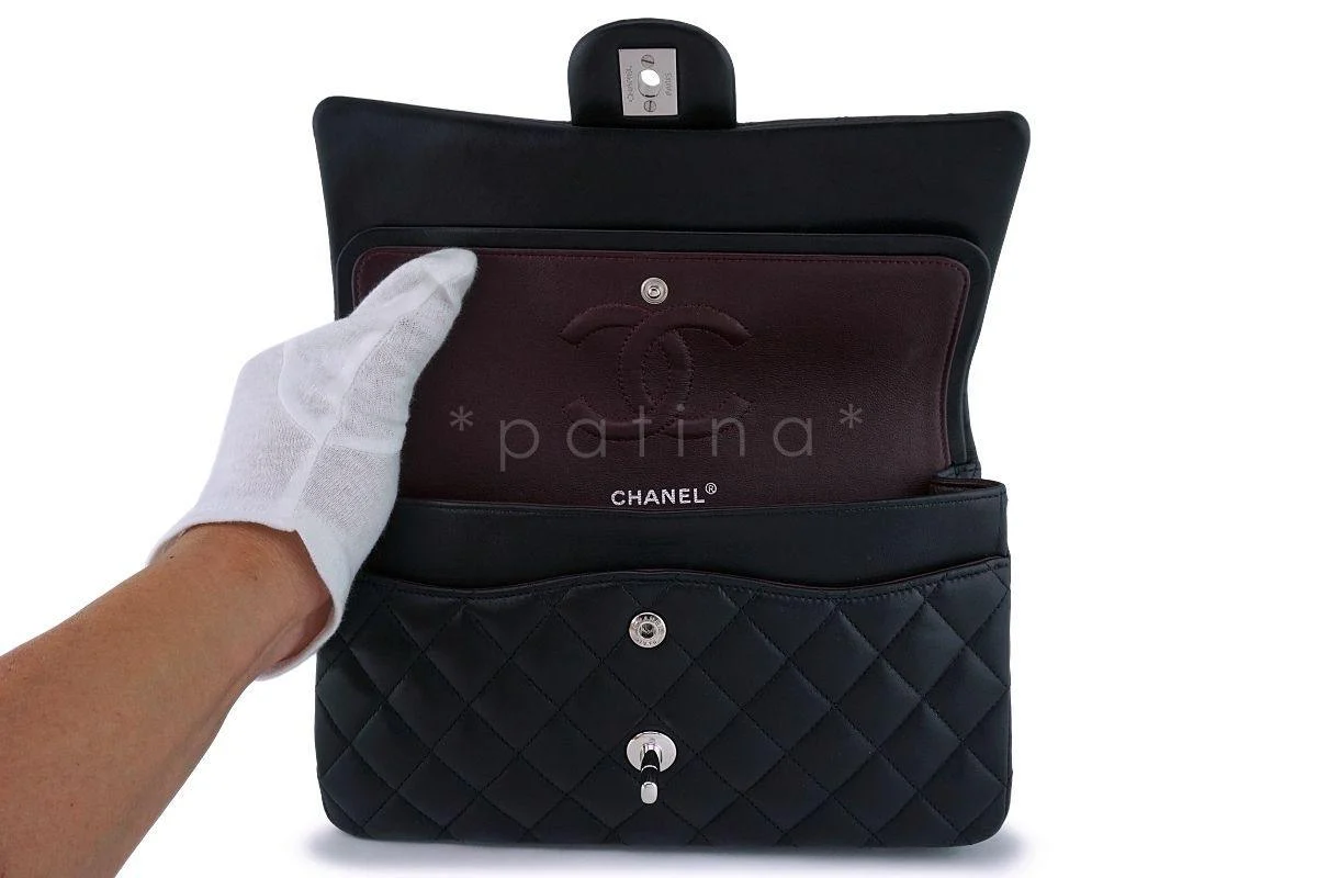 Chanel Black Lambskin Medium Classic Double Flap Bag SHW - Image 8